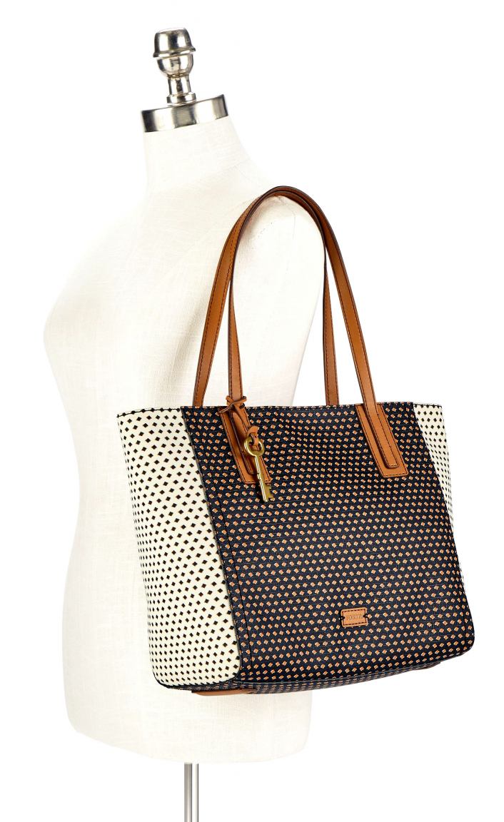 Fossil Schultertasche Emma Tote Grey Multi Schmetterlinge