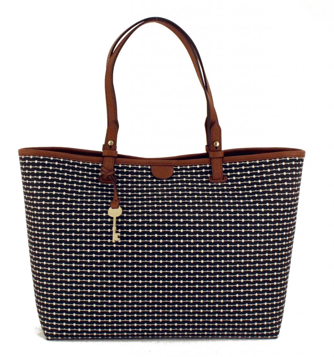 Fossil Shoppertasche Rachel Tote Black Stripe Linien Schwarz