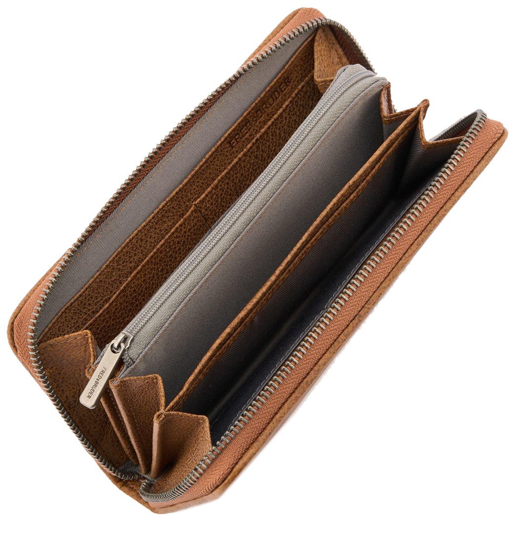 FredsBruder Gürteltier Zipbörse lang Leder Patchwork Desert Brown