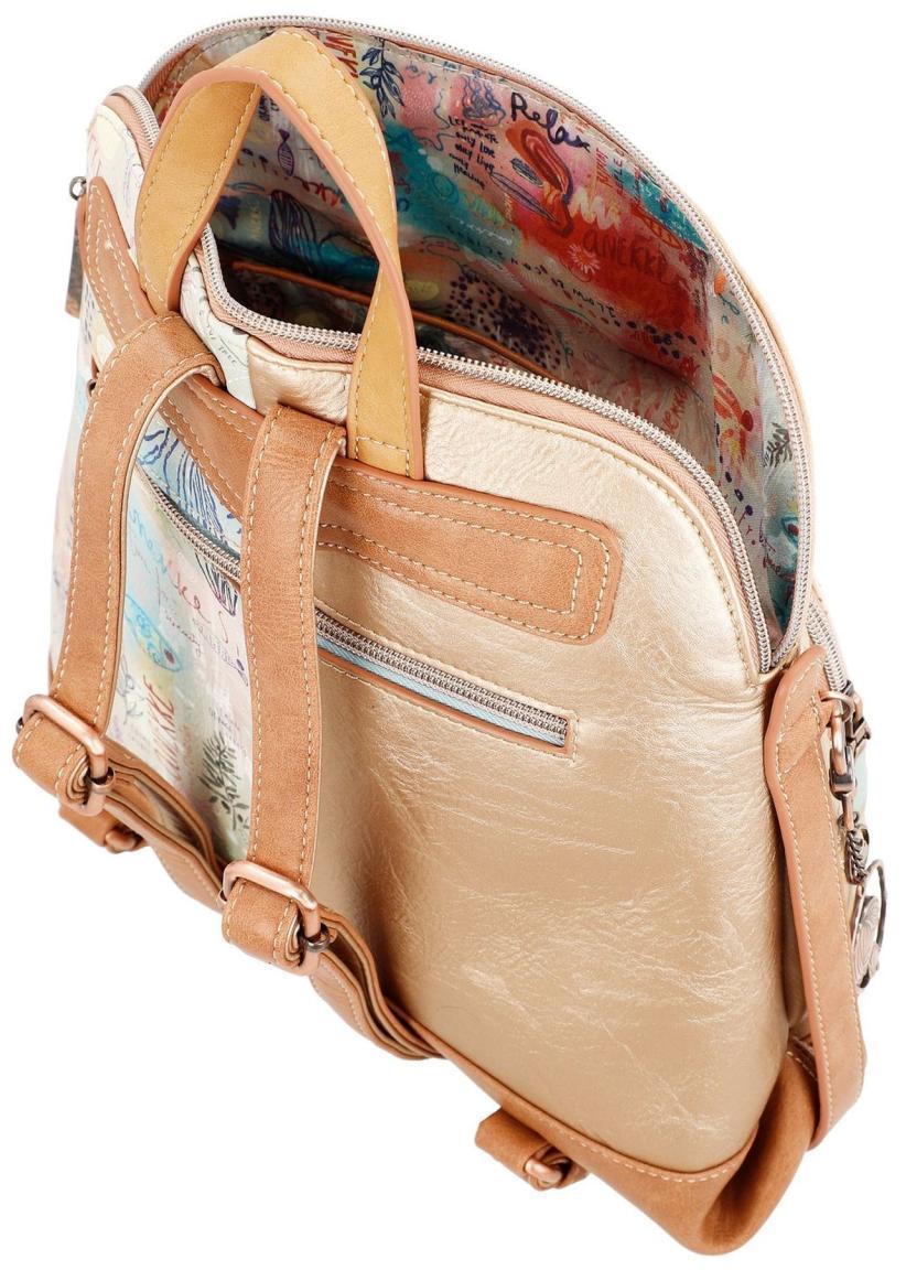 Freizeit Backpack Damen Anekke Mediterranean Stickapplikation Comicprint