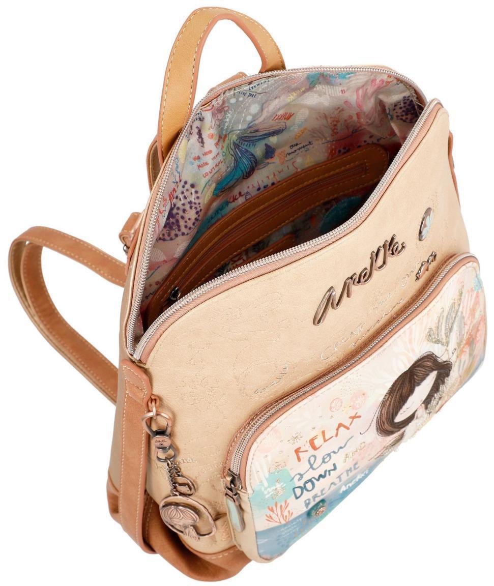 Freizeit Backpack Damen Anekke Mediterranean Stickapplikation Comicprint