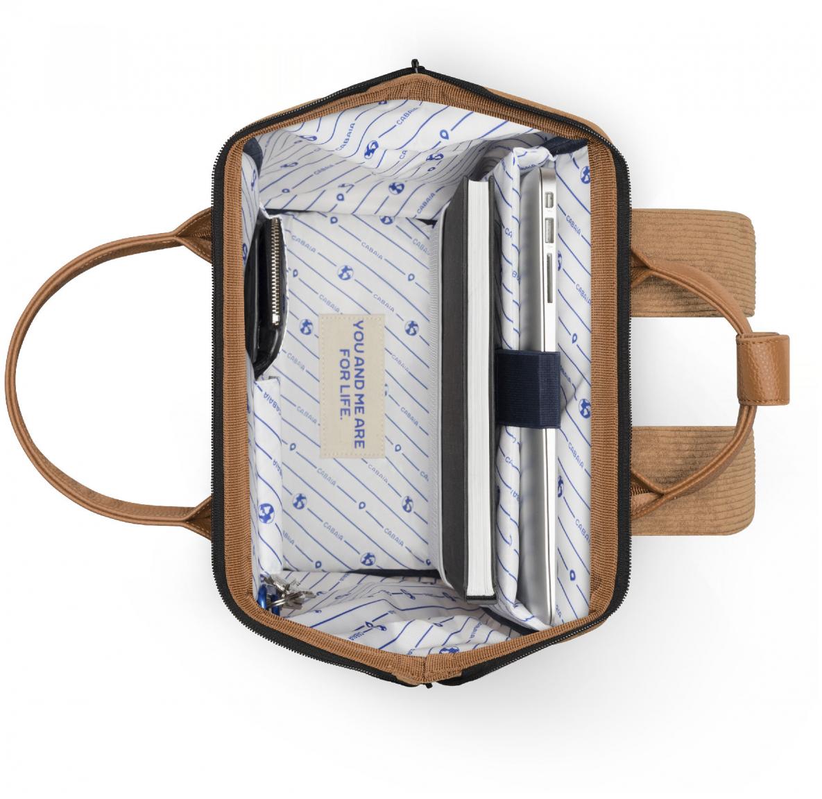 Freizeitrucksack braun Cabaia samtig Cord Dubai Camel Medium 