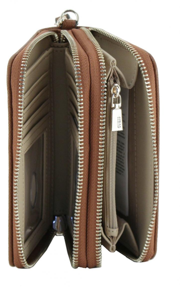 Geldbeutel zweigeteilt Guess Amorette Cognac braun Ziparound