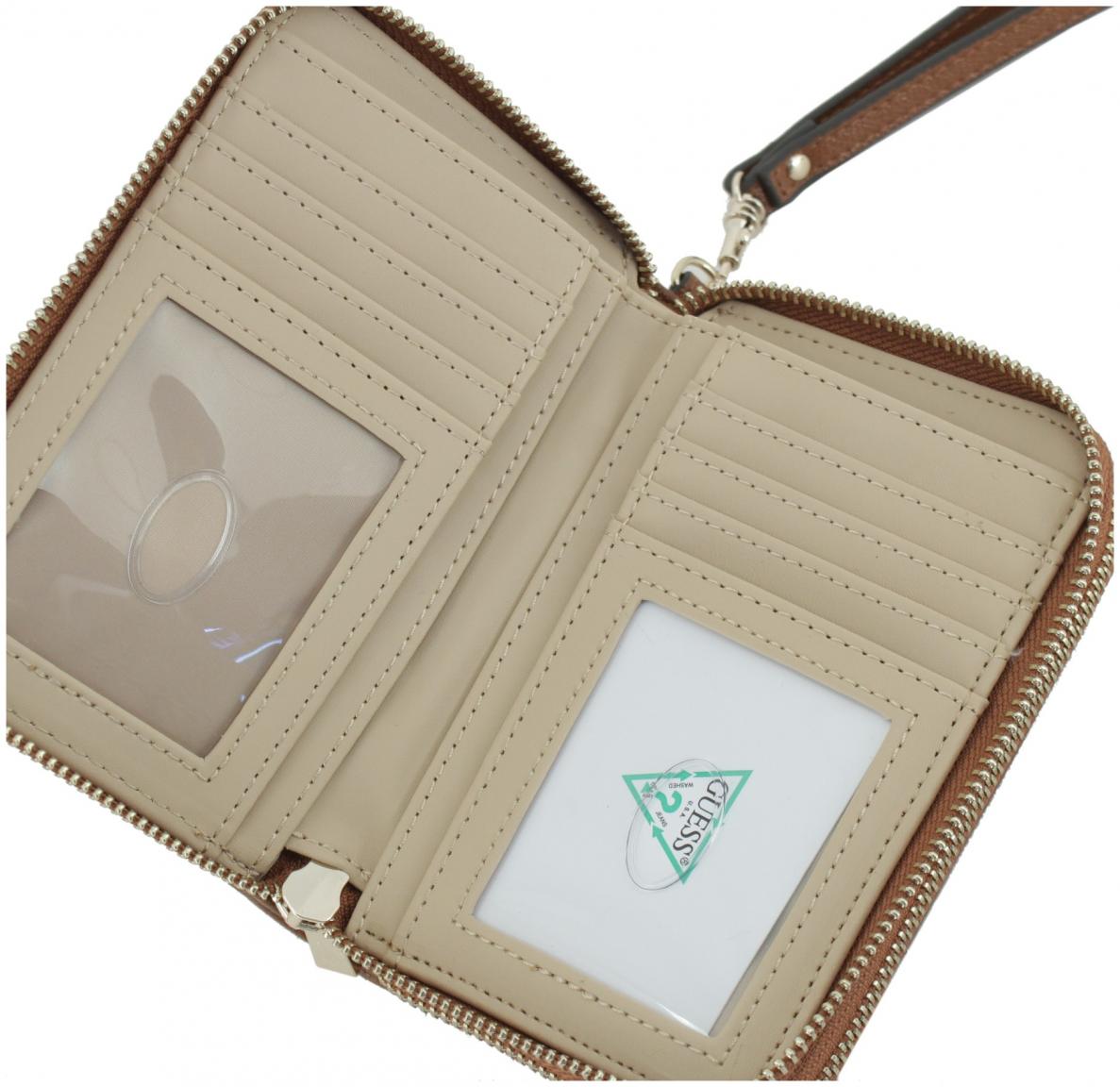 Geldbeutel zweigeteilt Guess Amorette Cognac braun Ziparound