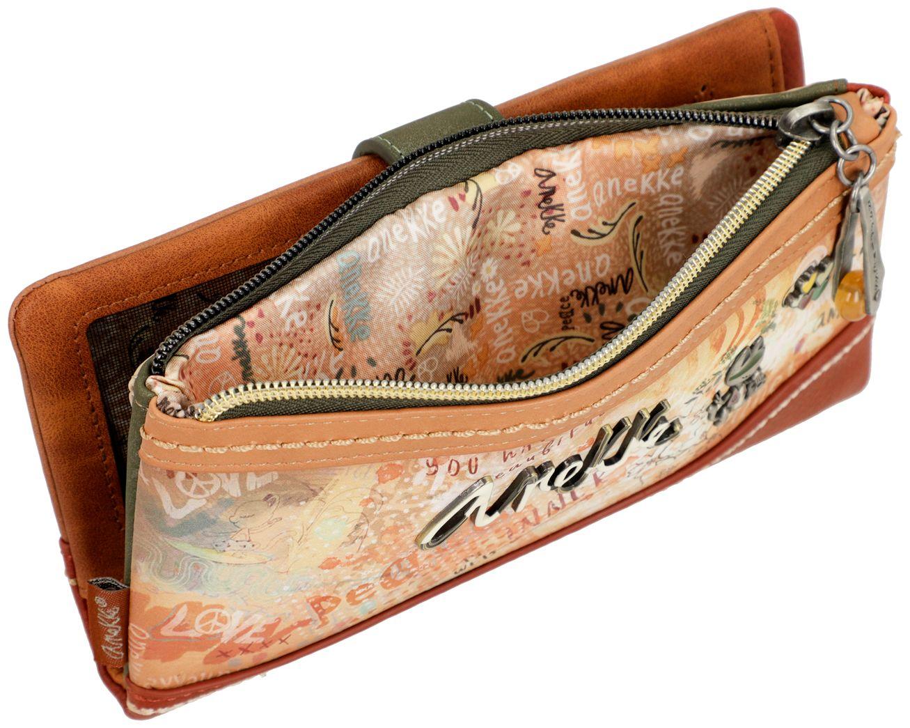 Geldbörse Anekke Peace & Love Flowers separates Etui braun grün