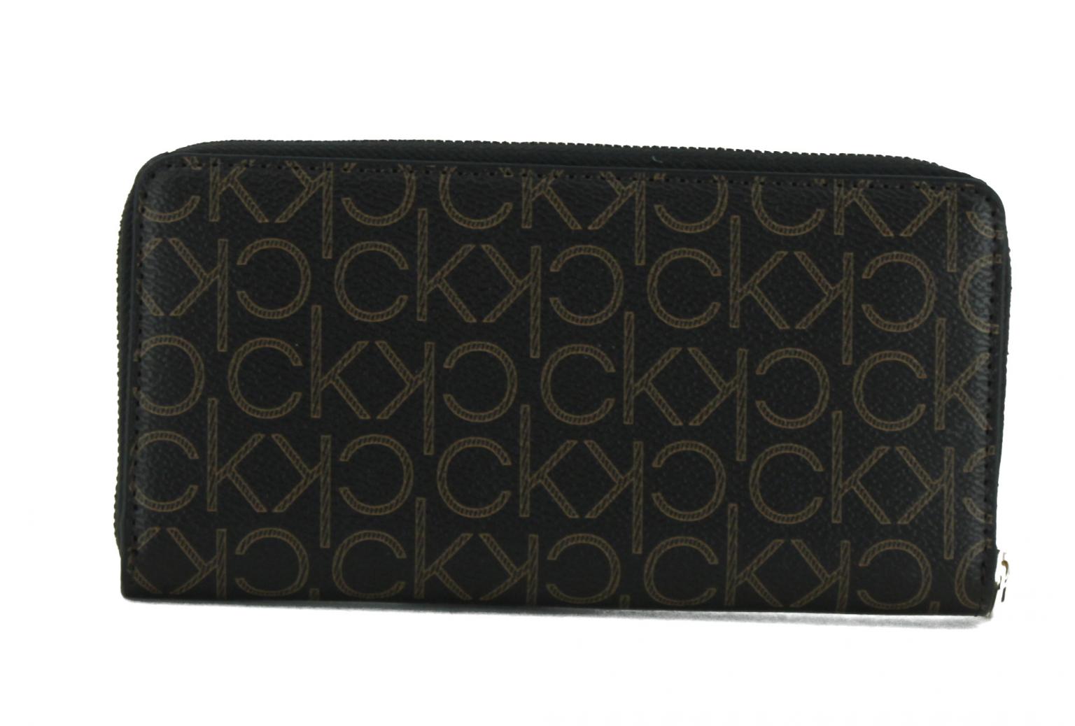 Geldbörse Damen large Calvin Klein ZA Wallet LG Brown Mono Print RFID