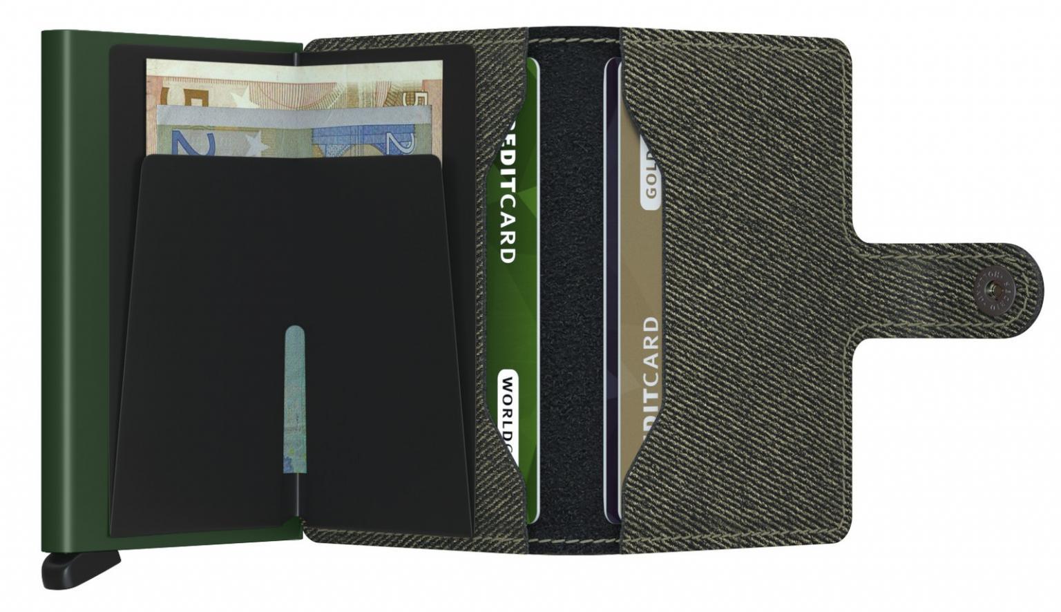 Geldbörse Miniwallet Twist Green RFID-Schutz Köperoptik dunkelgrün