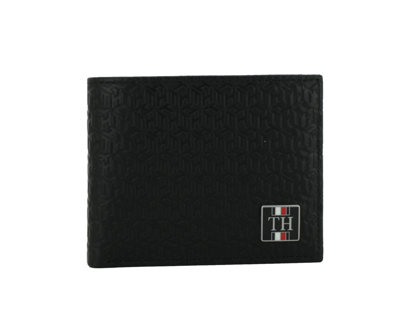Geldbörse Tommy Hilfiger Black Schwarz Monogram mini ohne Münzfach