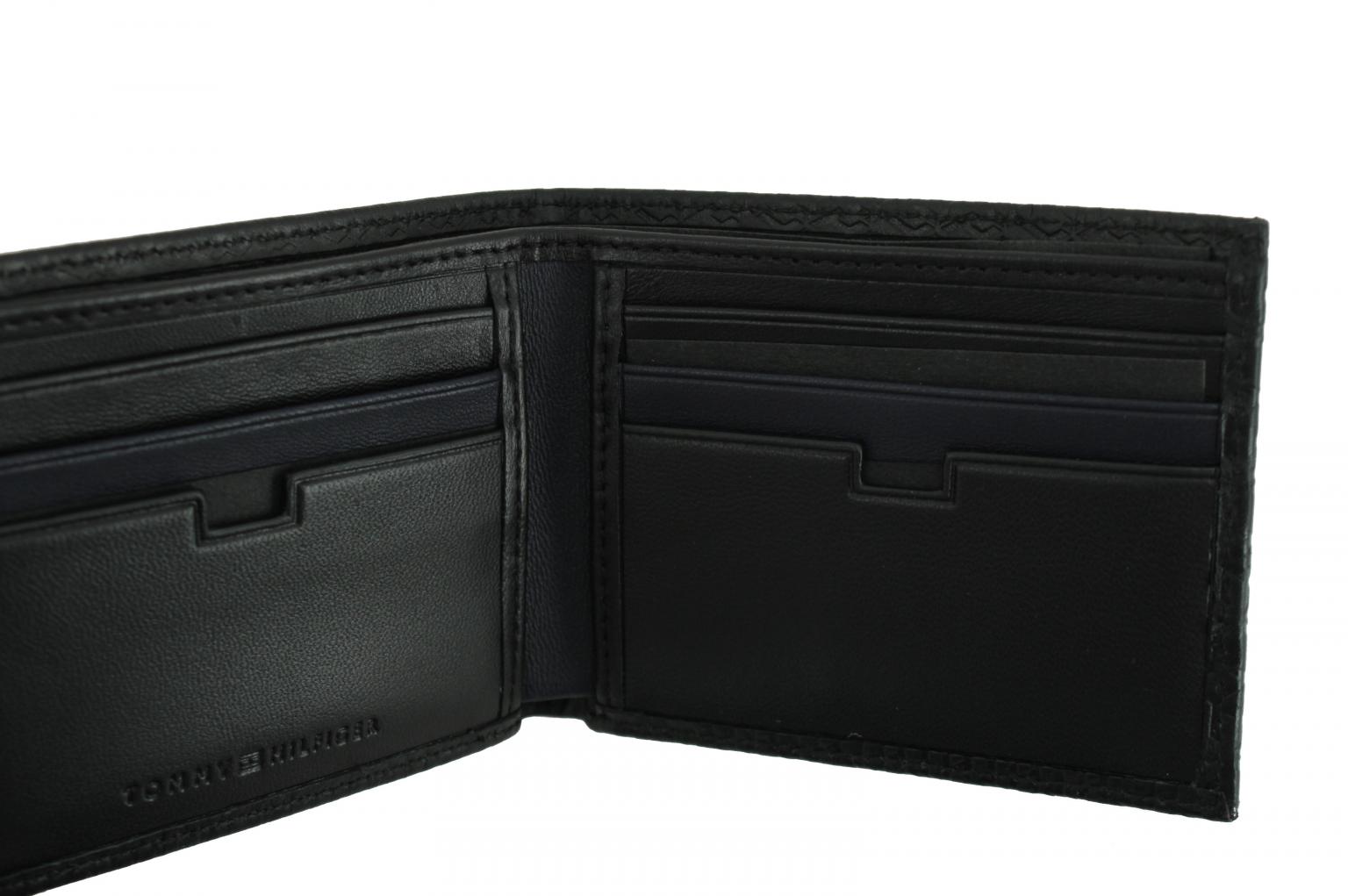 Geldbörse Tommy Hilfiger Black Schwarz Monogram mini ohne Münzfach