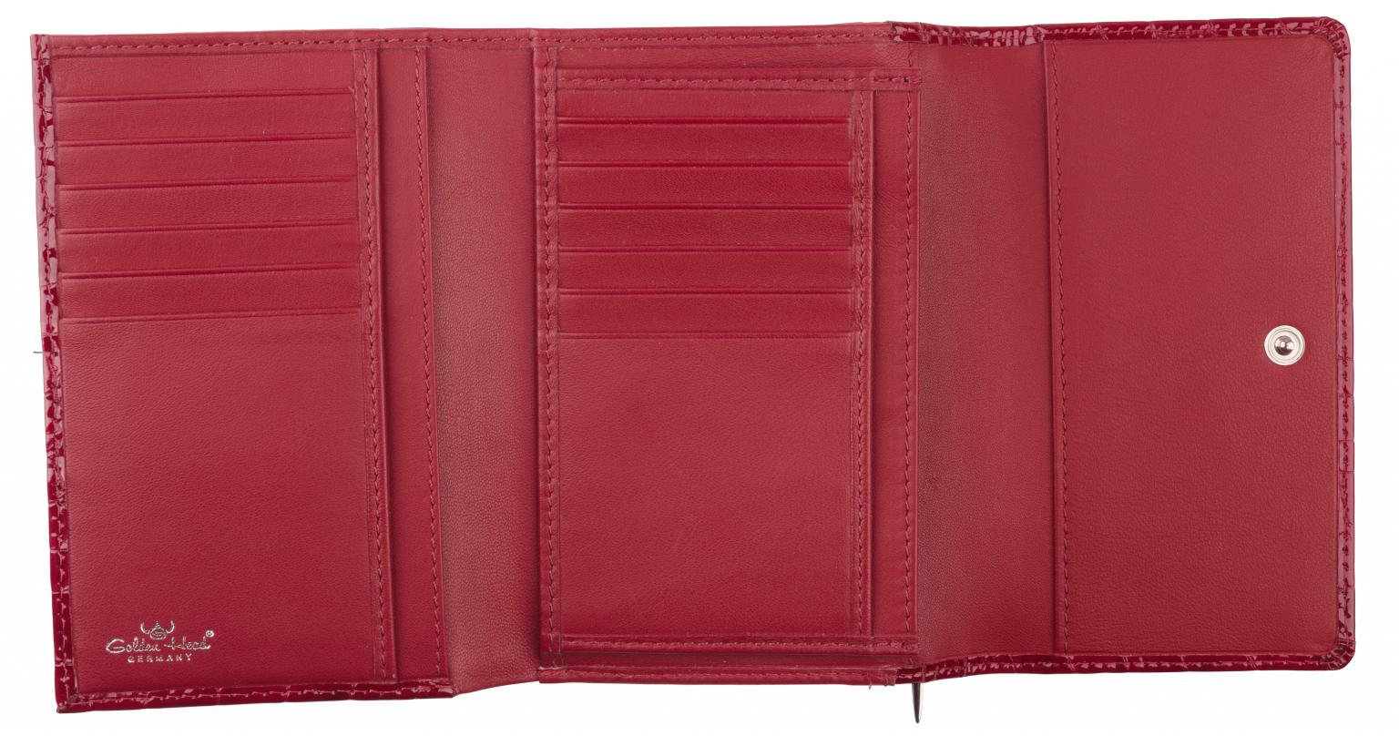 Geldtasche Cayenne Golden Head grau Leder Krokoprägung Lack