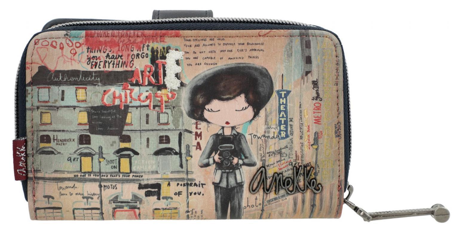 Geldtasche mit Etui Anekke City Art Selbstportrait bunt Chicago