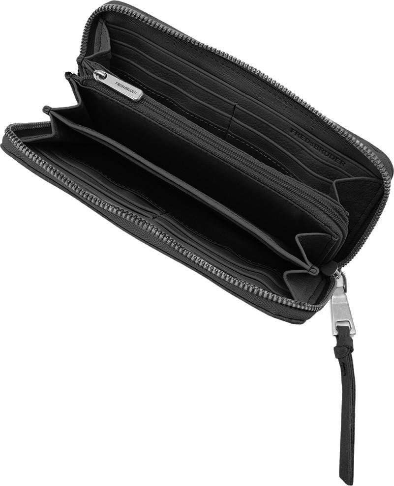 Geldtasche schwarz Leder FREDsBRUDER My Old Friend Ziparound