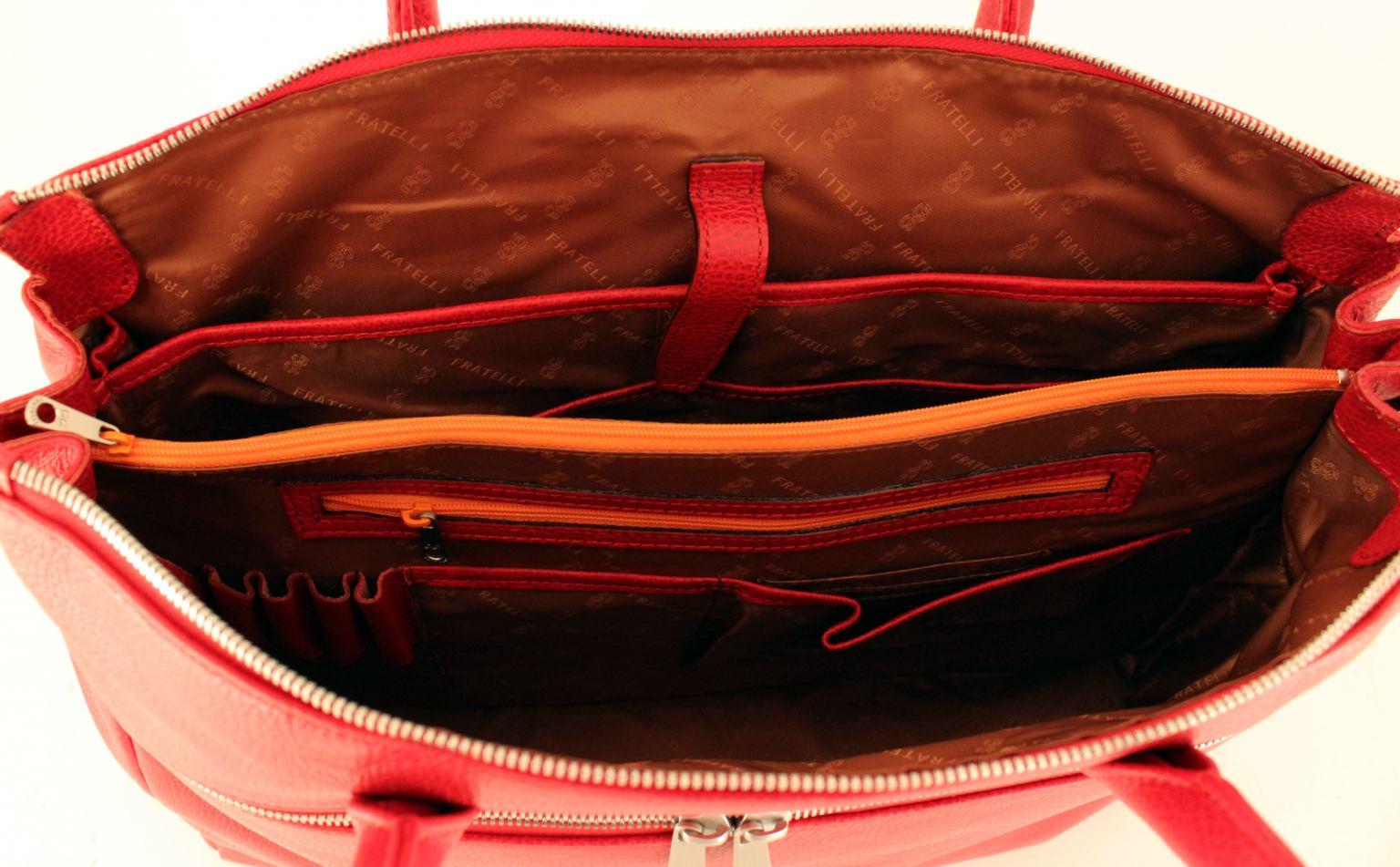 GiGi Fratelli Damen Aktentasche mit Notebookfach Leder Smoke Gra