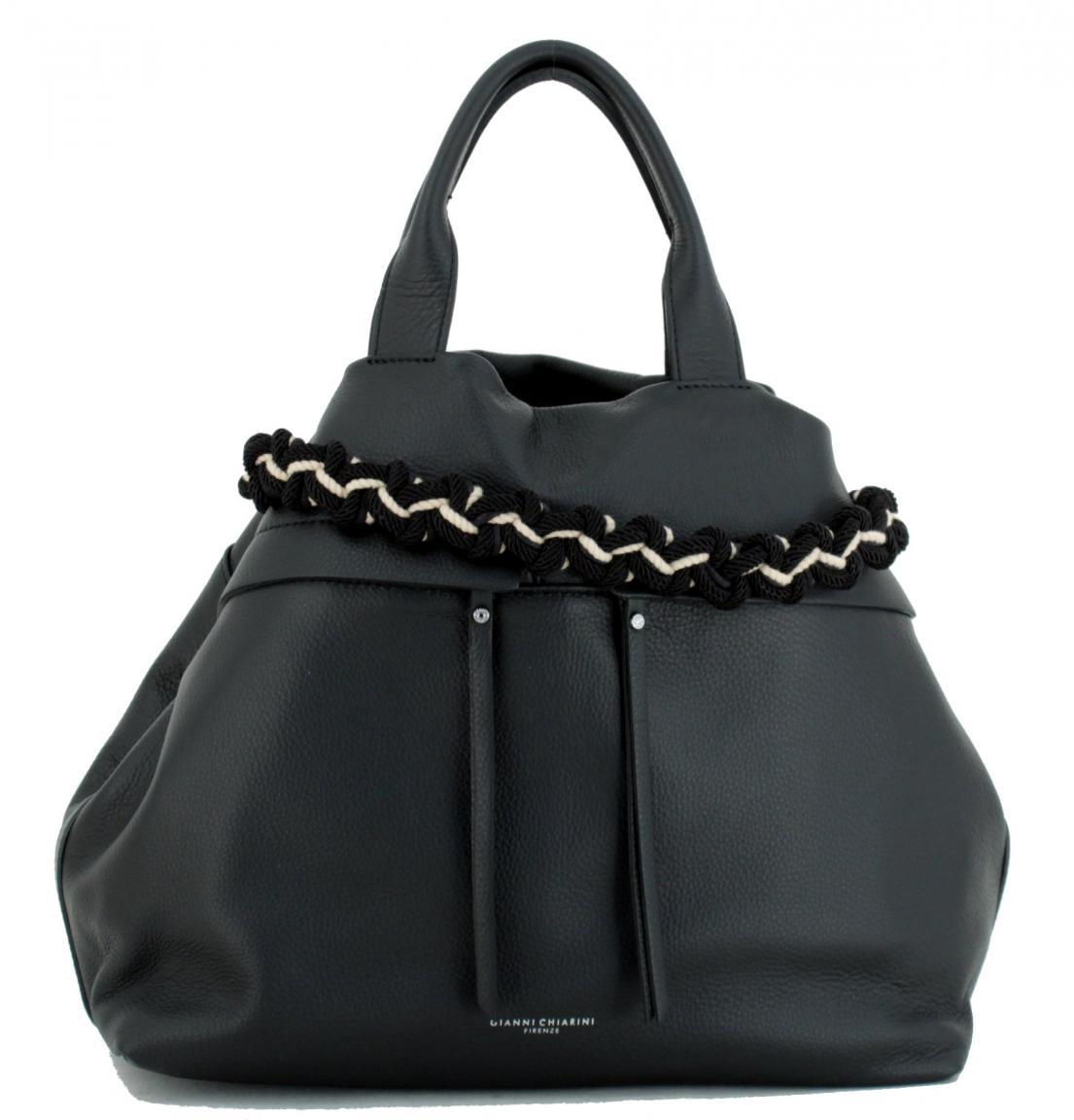 Gianni Chiarini Duna Shopper schwarz genarbt bunter Kordelriemen