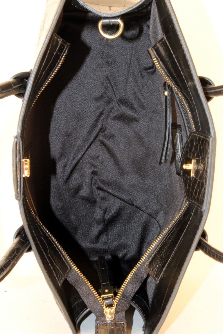 Gianni Chiarini Ledertasche Croco Nero Schwarz