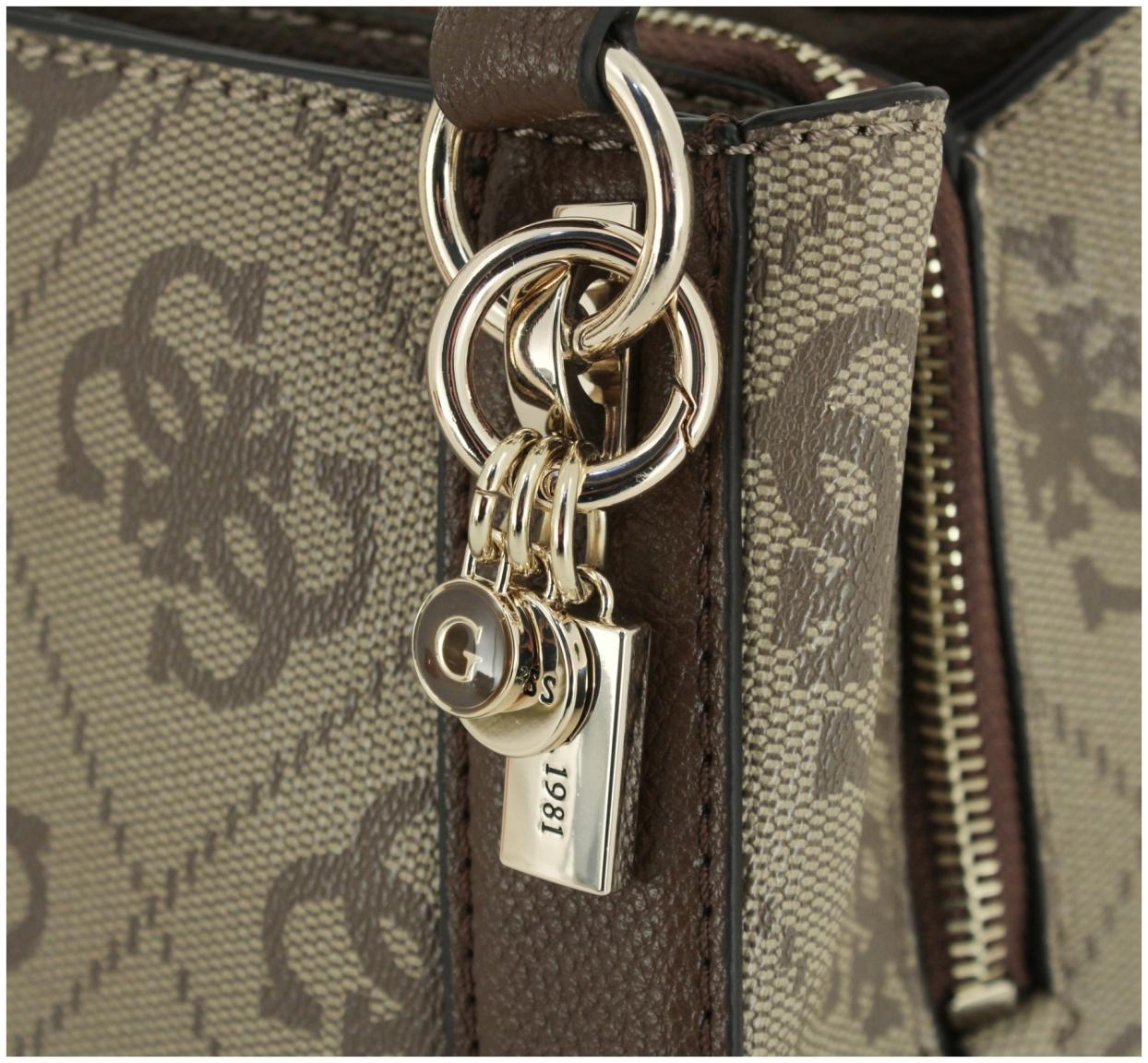 Girlfriend Satchel Guess Karnilla Logo schwarz grau Kurzgrifftasche