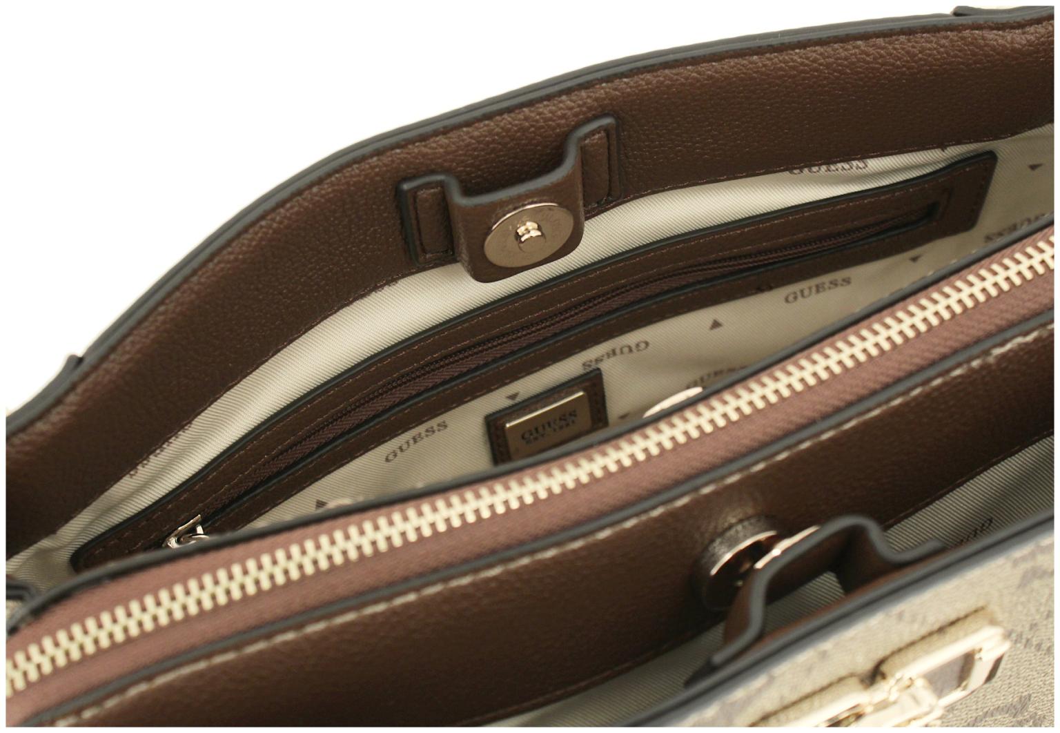 Girlfriend Satchel Guess Karnilla Logo schwarz grau Kurzgrifftasche