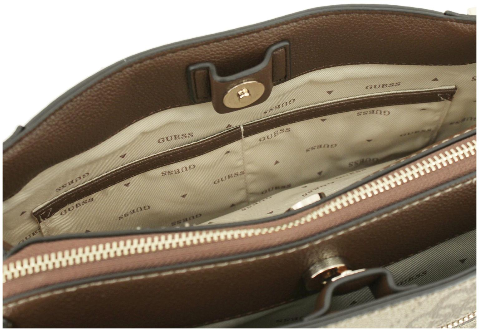 Girlfriend Satchel Guess Karnilla Logo schwarz grau Kurzgrifftasche