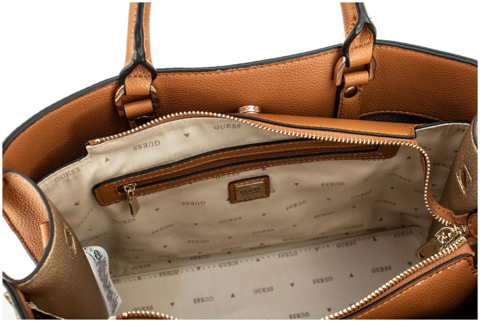 Girlfriend Satchel mit Logoprint dunkelbraun Guess meridian Handtasche Mocha