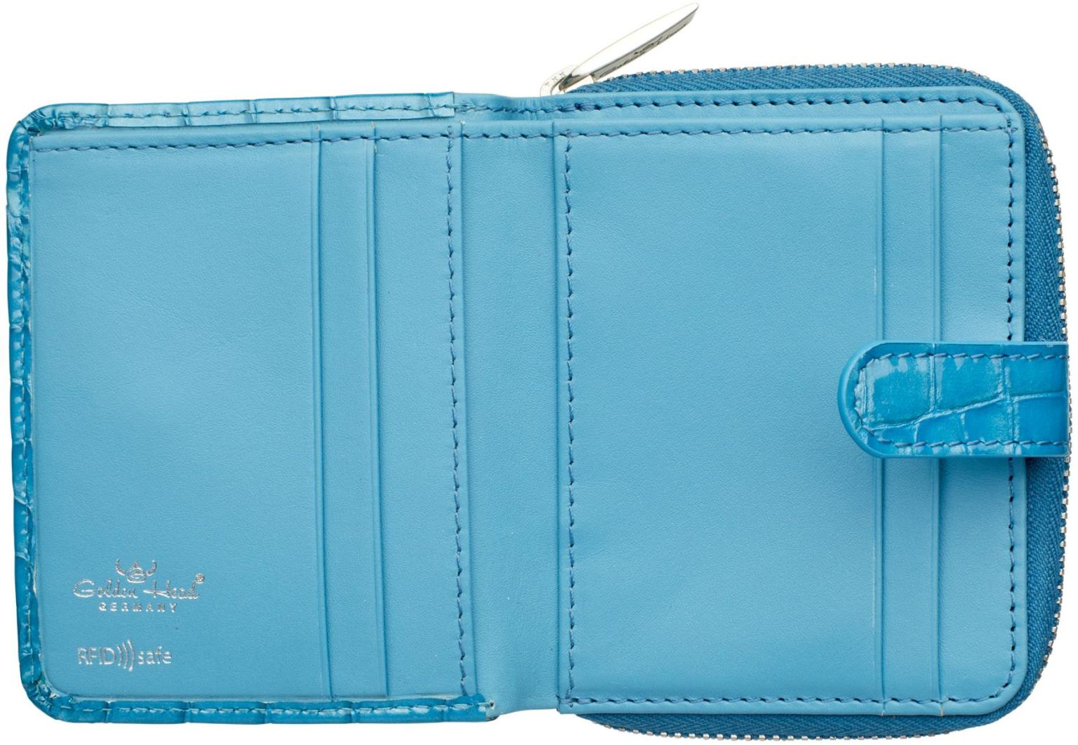 Golden Head Geldtasche Small Cayenne Azur Blau Reptiloptik