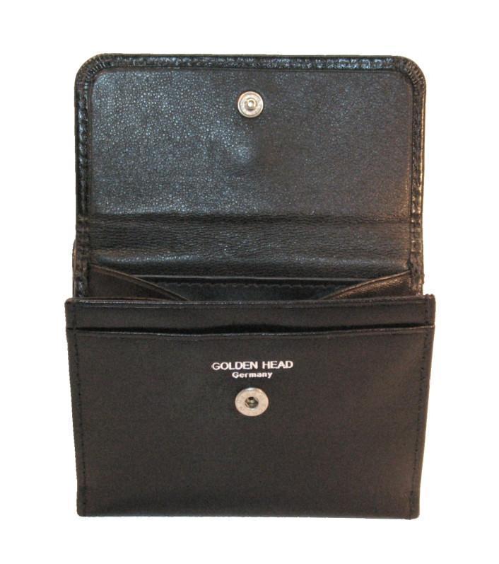 Golden Head Polo kompakte Überschlagbörse mit RFID Safe Nappaleder Black