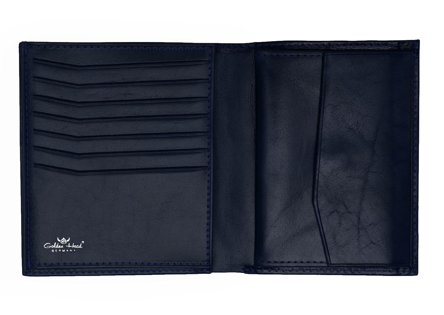 Golden Head Portmonee blau Vollleder viele Kartenfächer Colorado