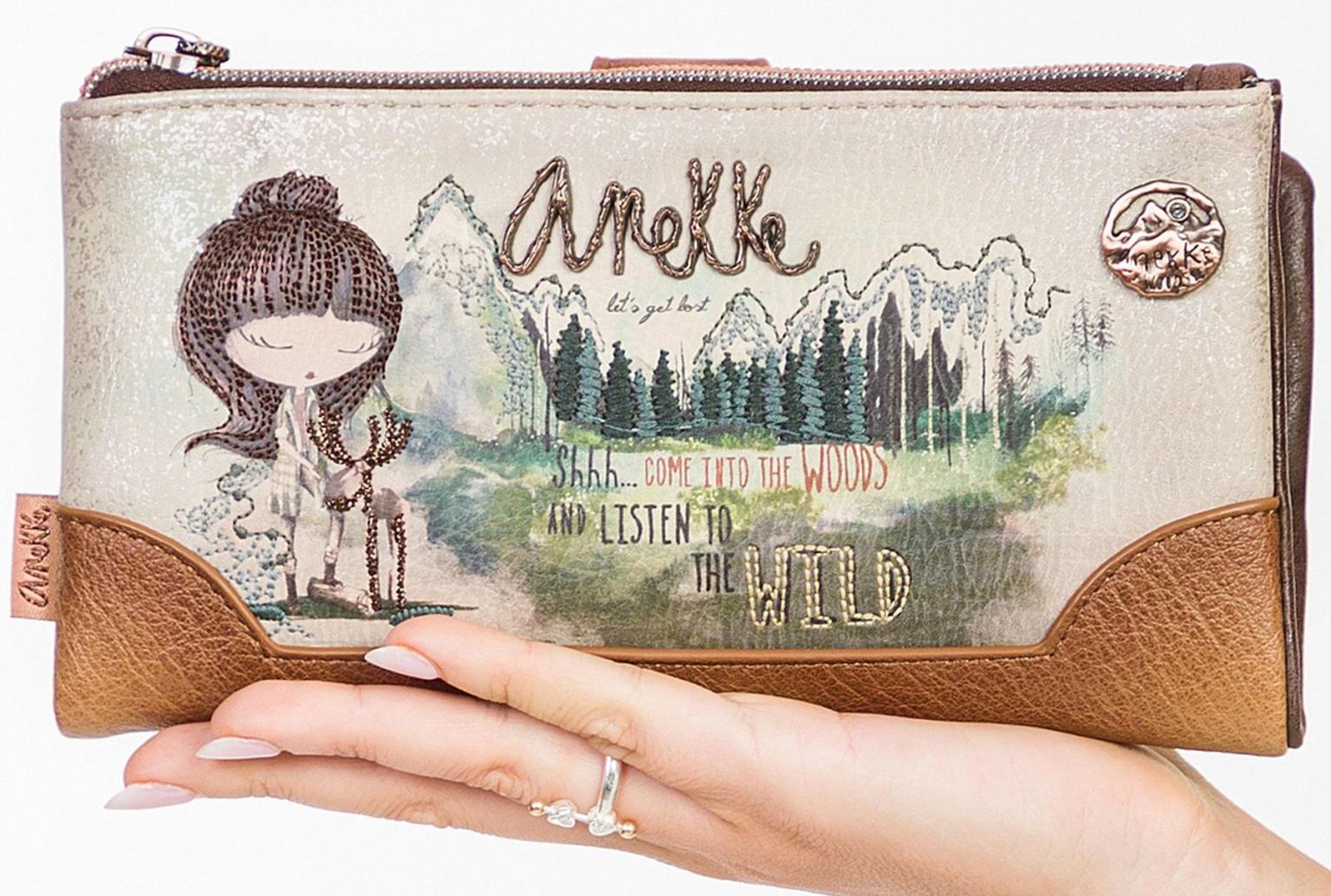 Große Geldbörse herausnehmbares Etui braun beige Anekke The Forest Ahorn Kanada