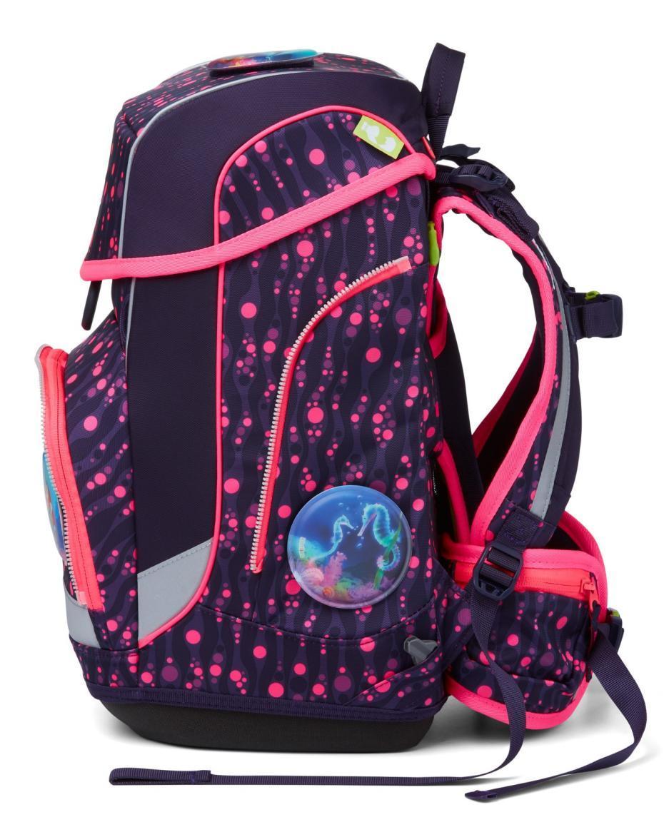 Grundschulrucksack violett neonpink ergobag cubo LUMI Edition Unterwasser