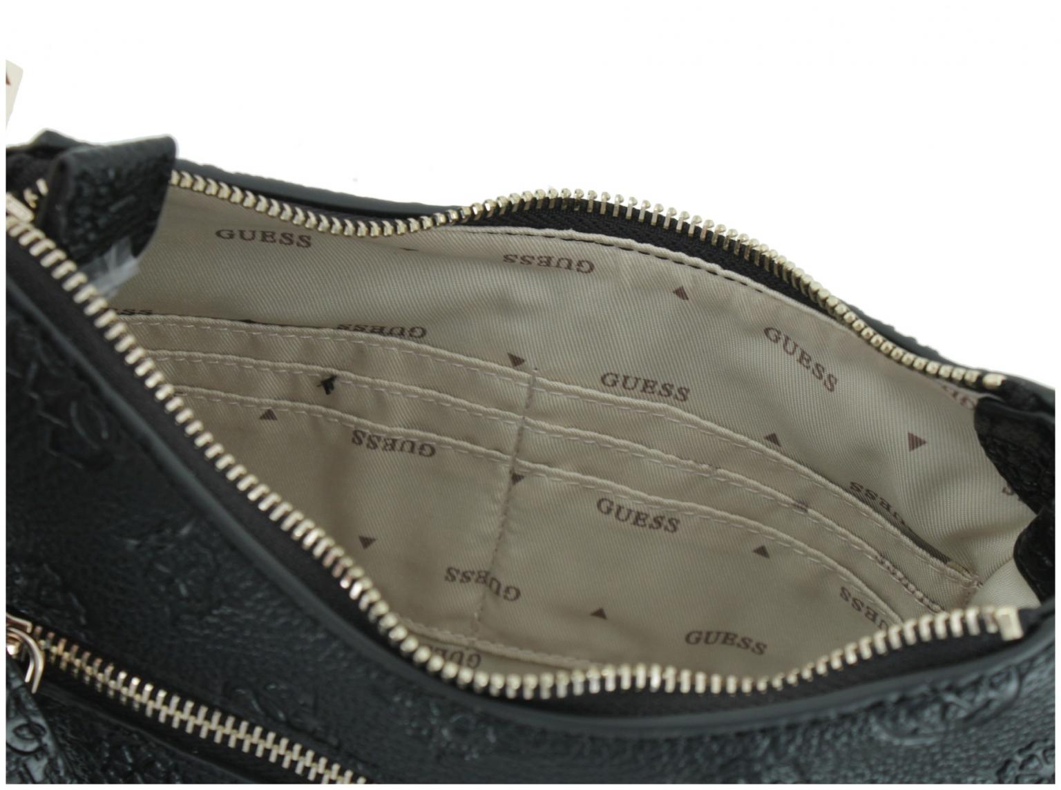 Guess Abendtasche Cresidia II Top Zip schwarz Logoprägung