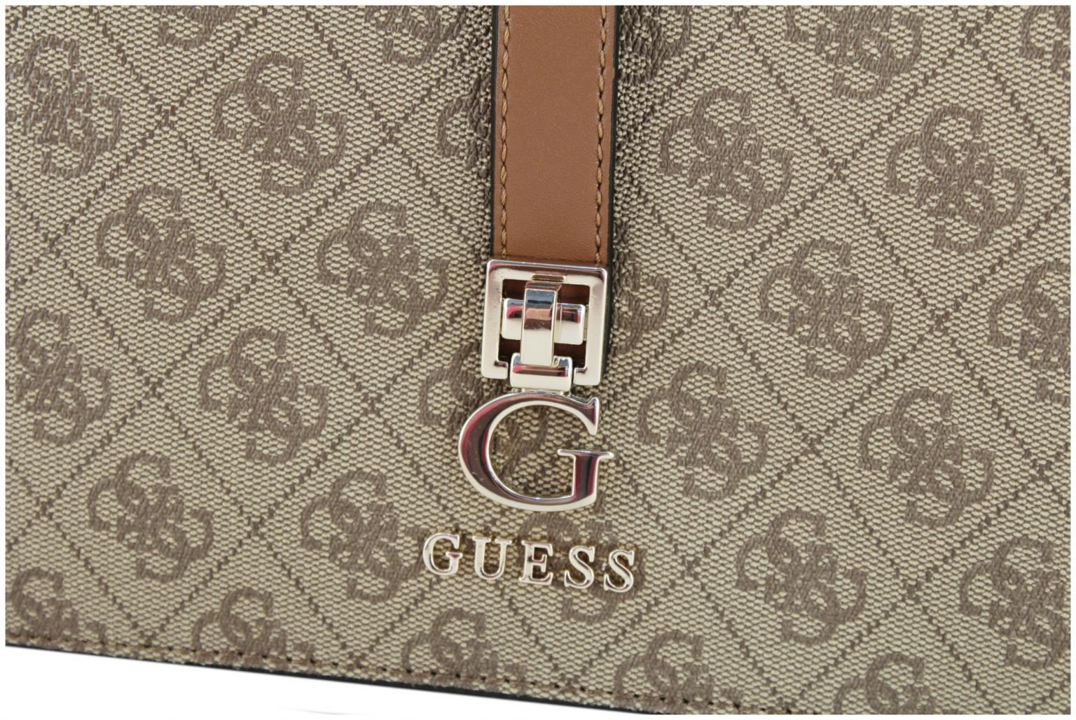 Guess Abendtasche Zamira Coal Logo Top Zip schwarz grau Kettenhenkel