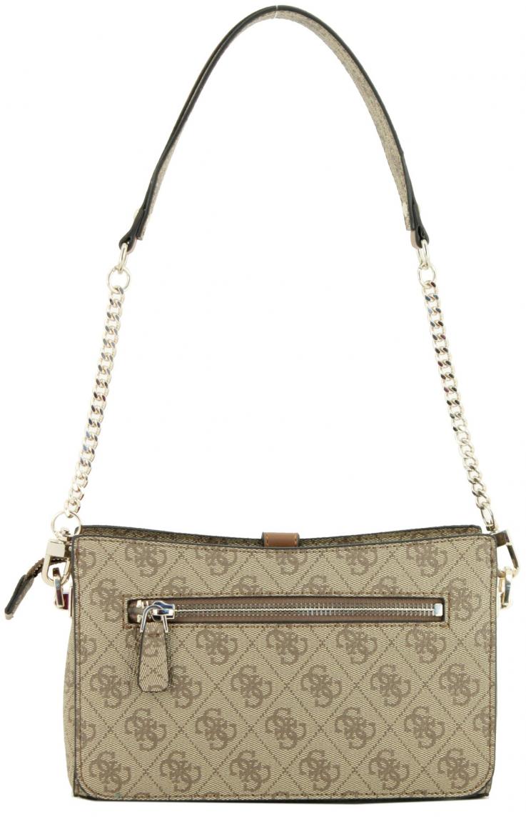 Guess Abendtasche Zamira Coal Logo Top Zip schwarz grau Kettenhenkel
