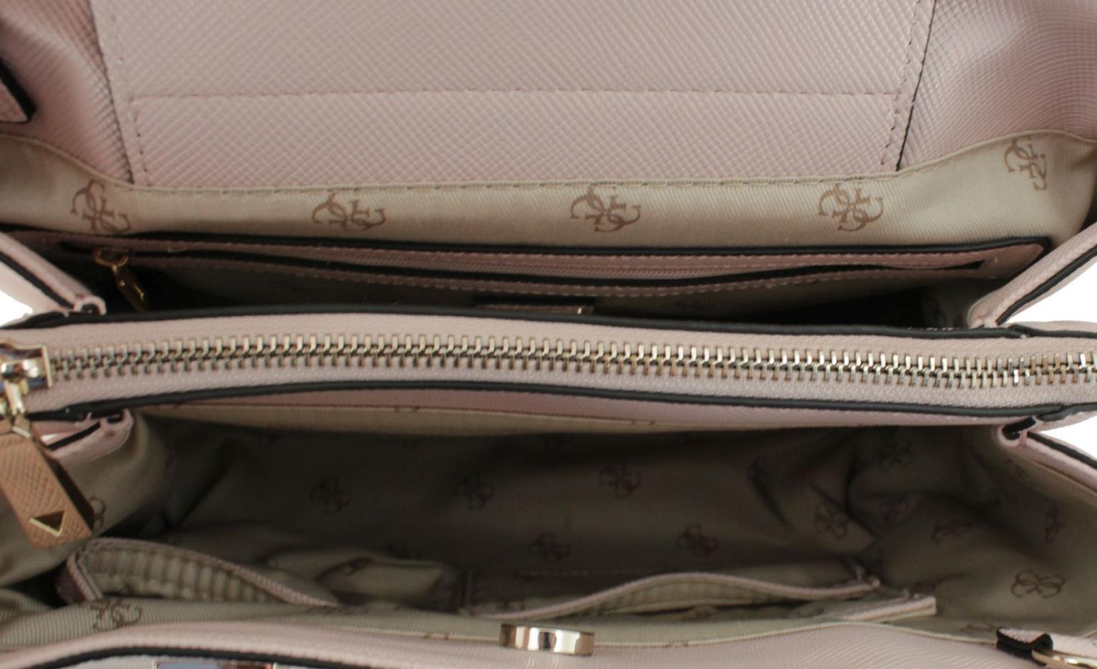 Guess Alexie White Multi Kurzgrifftasche Crossover Rosa Etuianhänger