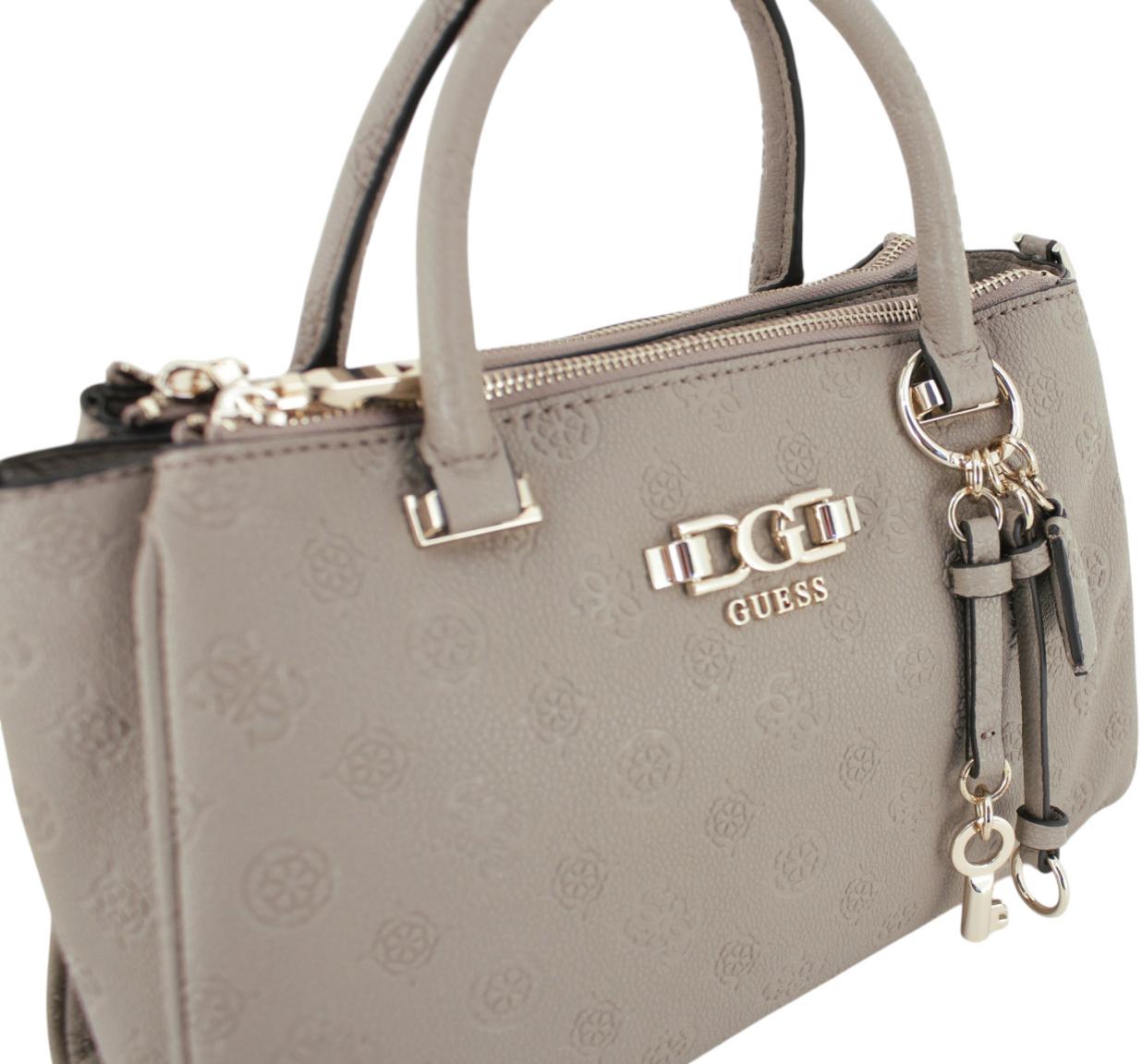 Guess Anise Kurzgrifftasche Stone Hellbeige Logoprägung