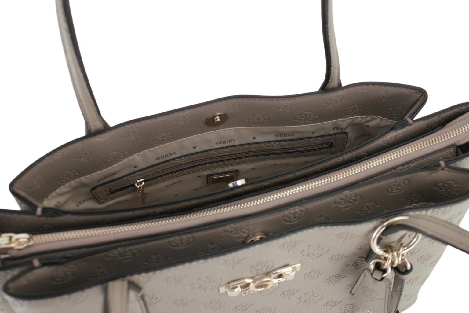 Guess Anise Shoppertasche Laptopfach Taupe Logoprägung