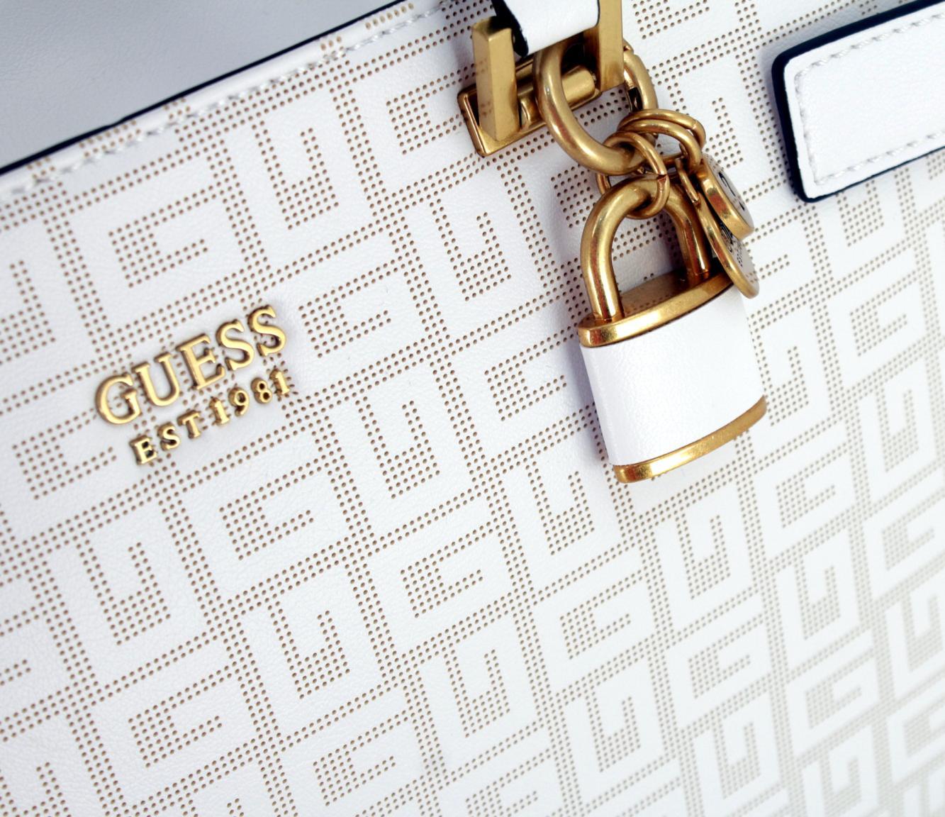 Guess Atene Satchel weiß Lochmuster Kurzgrifftasche