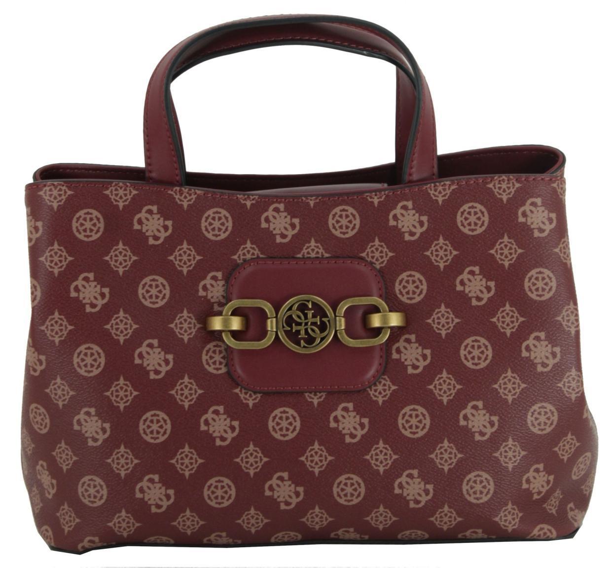 Guess Bordeaux Damenhenkeltasche Hensely Logo Merlot Multi