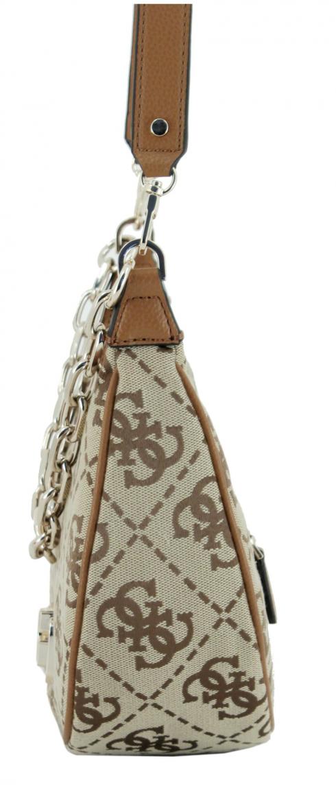 Guess Circe Hobo Schultertasche Latte Logo Jacquard beige braun