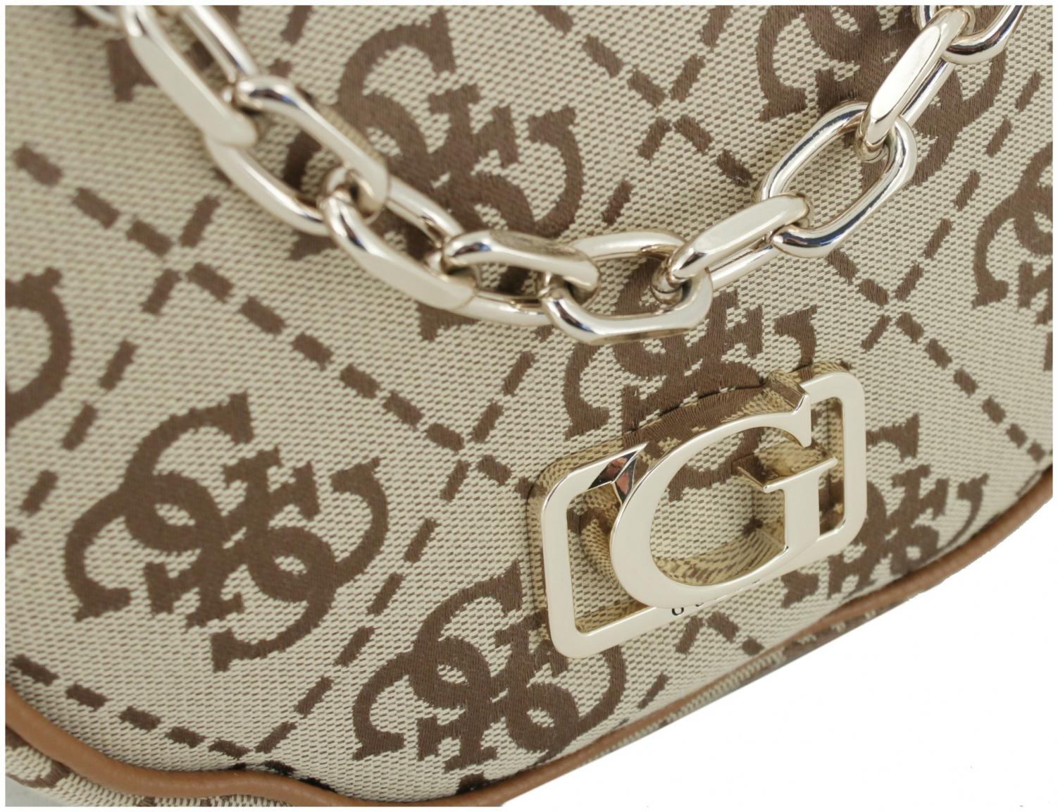 Guess Circe Hobo Schultertasche Latte Logo Jacquard beige braun
