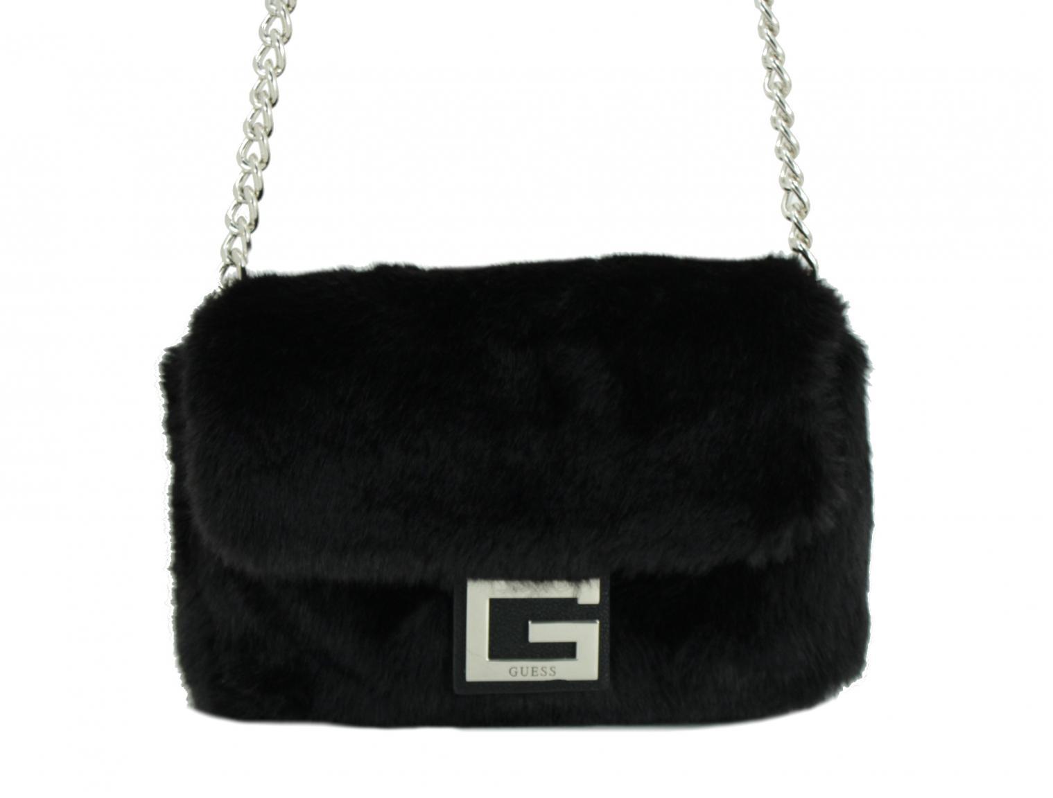 Guess Crossbody Bag Gwen Black Fell Schwarz Kette