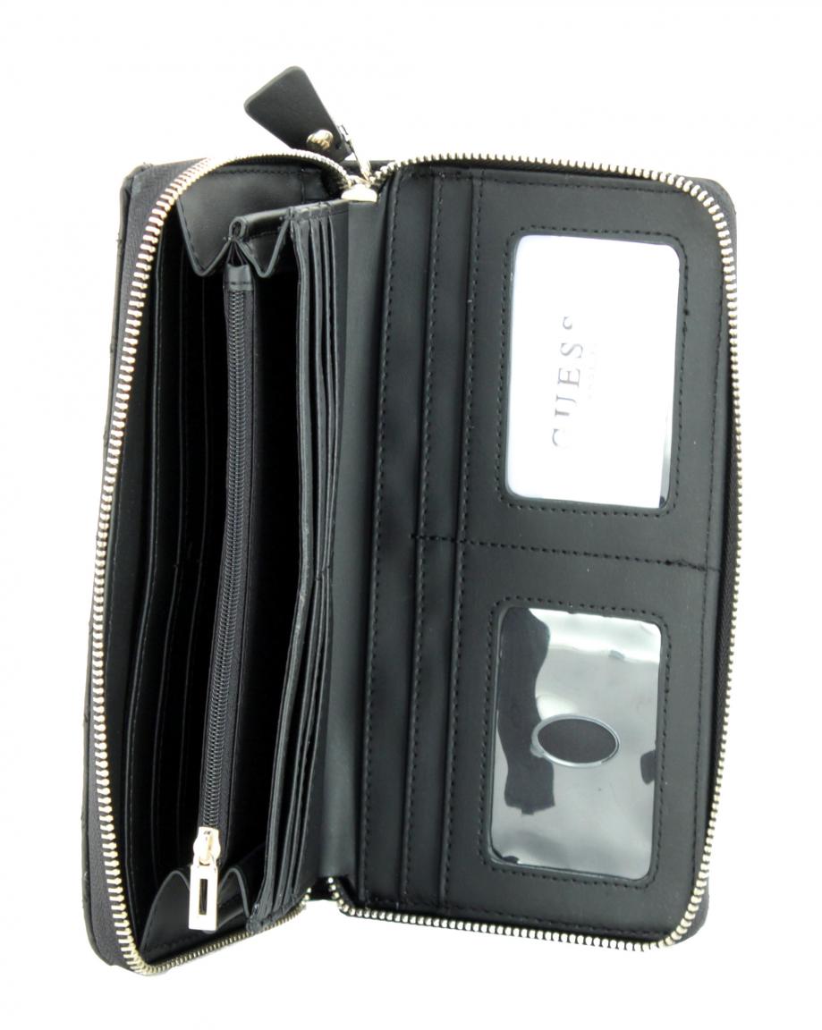 Guess Damengeldbörse Jacqui Coal grau schwarz Logo