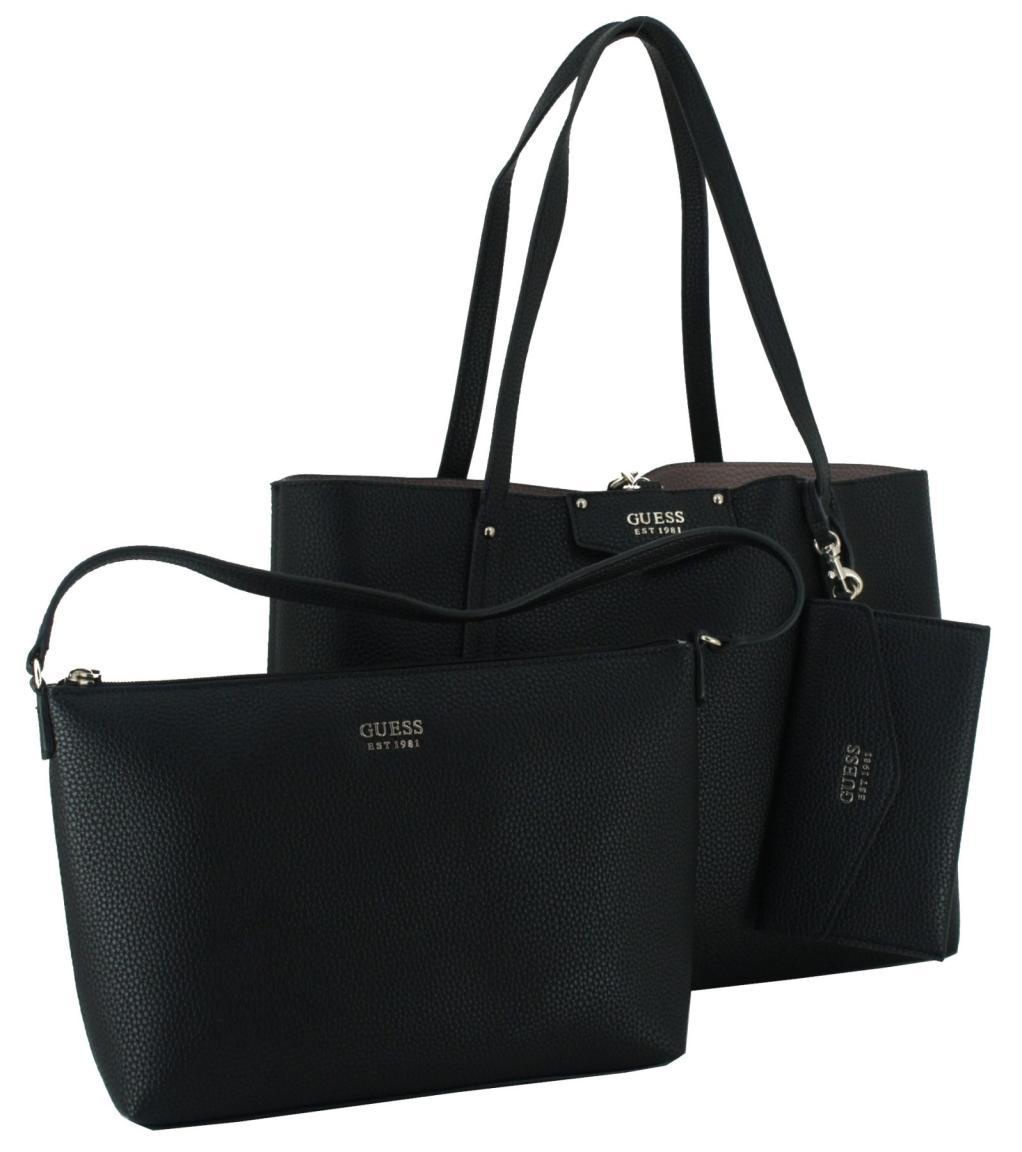 Guess Damenhandtasche Wendetasche Black Eco Brenton Schwarz