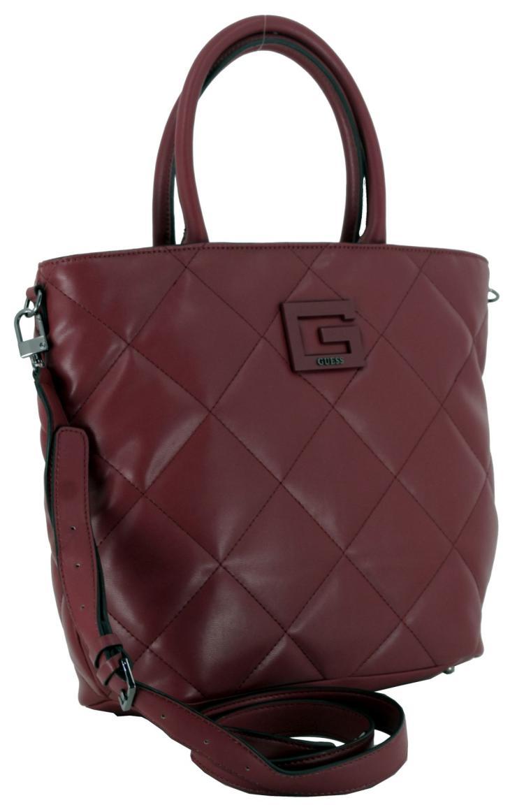 Guess Damenhenkeltasche Plum Brightside Bordeaux Steppnähte