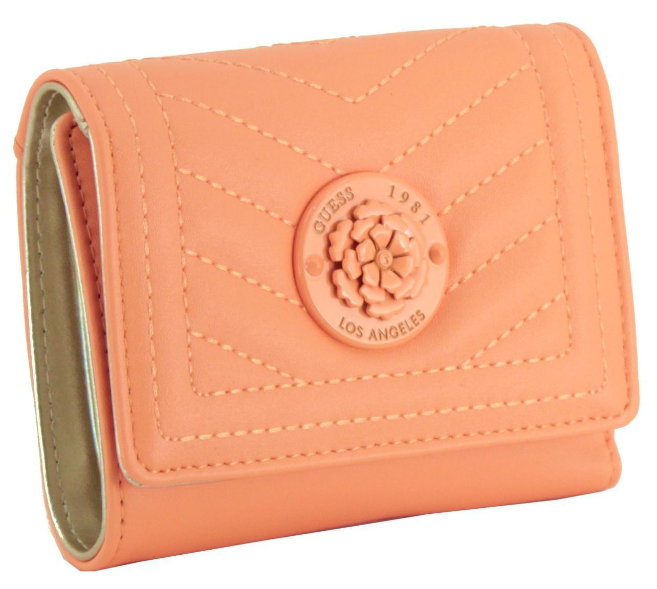 Guess Damenklappbörse Apricot Lida SLG Orange Blumenemblem