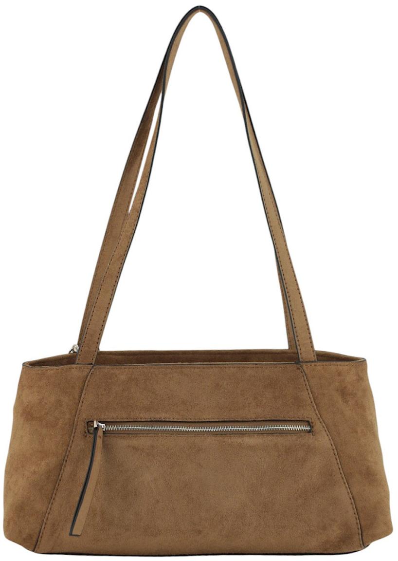 Guess Devon Schultertasche Velours Cognac - Braun