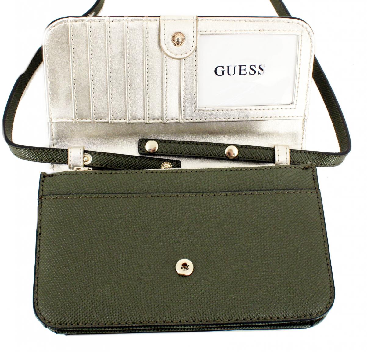 Guess Eco Alexie Cognac Abendtasche Überschlag Handyfach braun