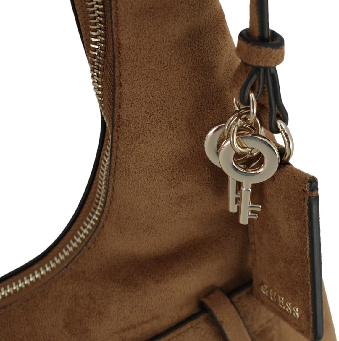 Guess Ella Beuteltasche Velours Taupe - Hellbeige