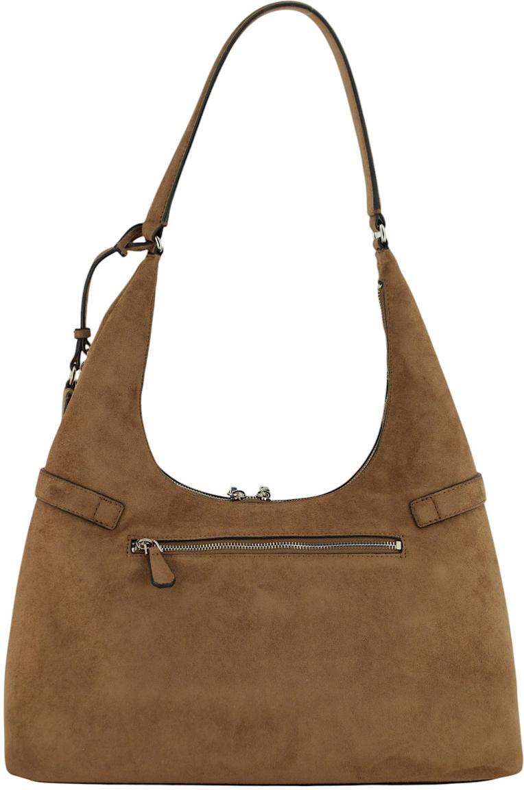 Guess Ella Beuteltasche Velours Taupe - Hellbeige