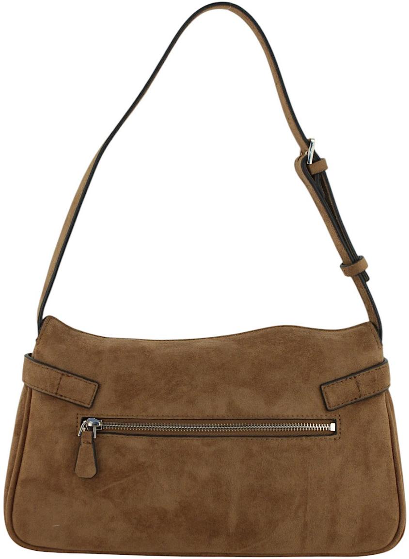 Guess Ella Schultertasche Velours Cognac - Braun