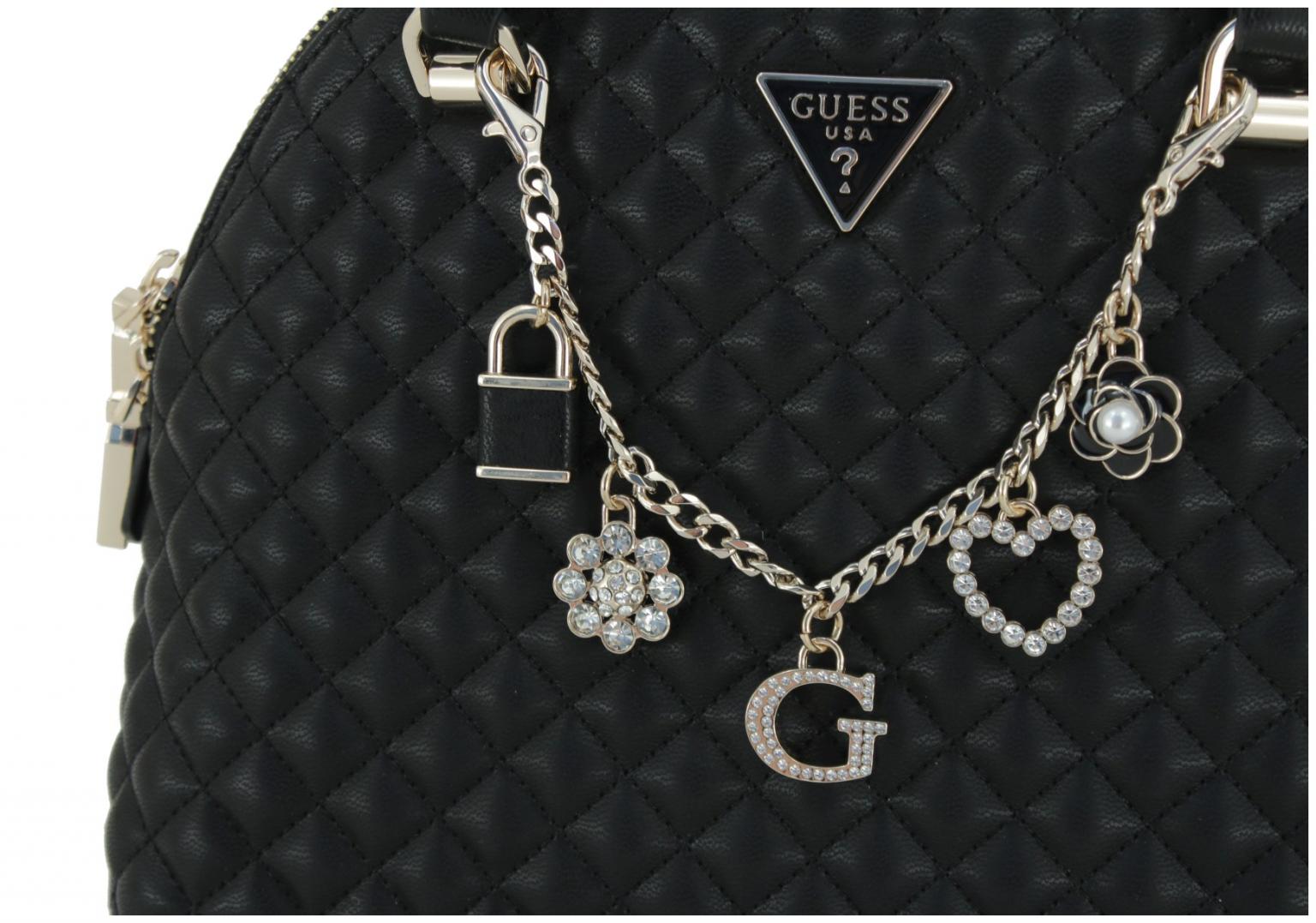 Guess Everlee gesteppte Handtasche Bowling Bag Glitzer Metallkette