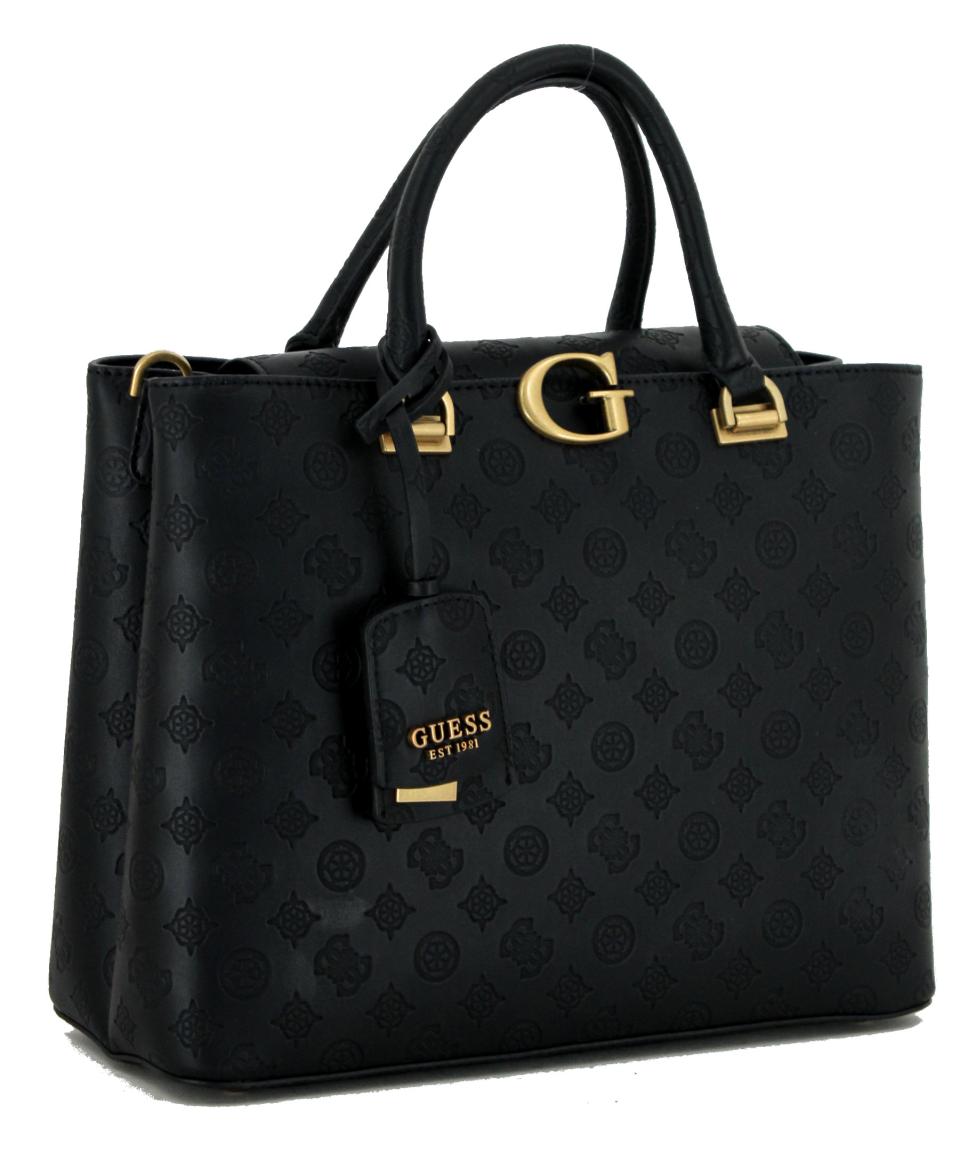 Guess G Vibe Black Logo Kurzgrifftasche Alloverprägung schwarz